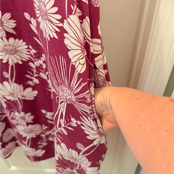 LuLaRoe “Jessie” Burgundy and Cream Floral Dress - Picture 4 of 4